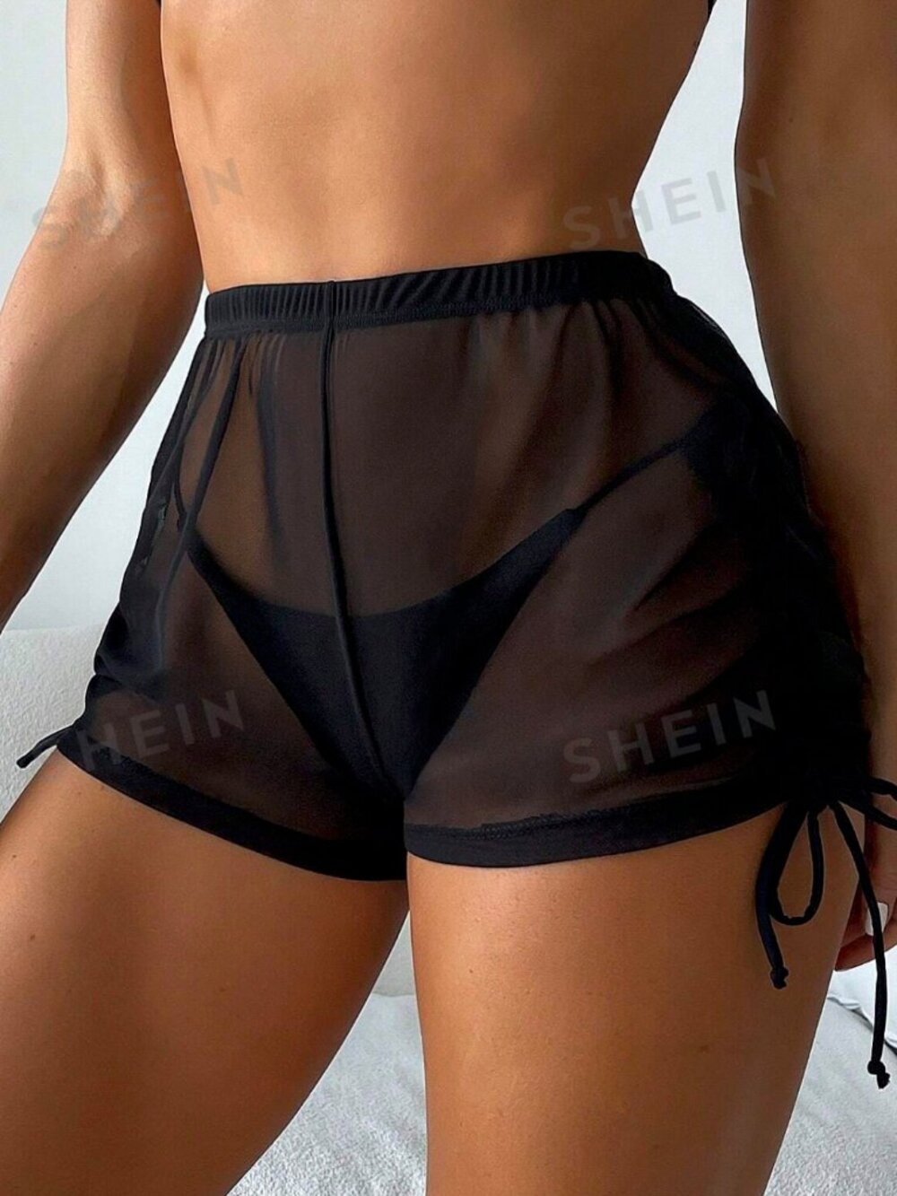 Swim Summer Beach Drawstring Side Cover Up Shorts XS